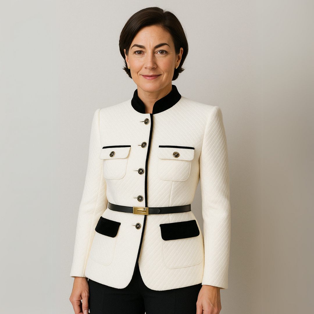 Kvinde Blazer – Elegant Design – Kontrastdetaljer – Knaplukning – Figursyet Pasform