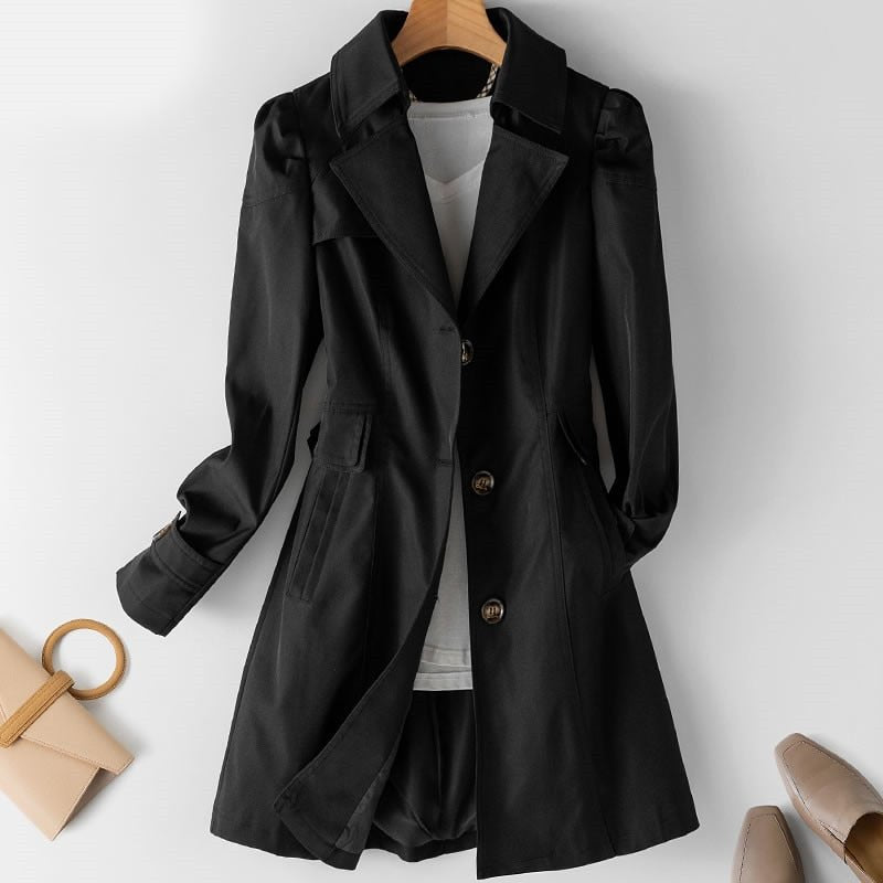 Dame Trenchcoat – Lang Letvægtsfrakke – Klassisk & Elegant Overtøj – Forår & Efterår Mode