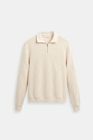 Herre Halv Lynlås Sweater – Klassisk Strikket Uld Pullover – Letvægts Casual Strik – Smart Herretøj