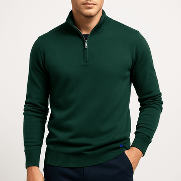 Herre Half Zip Striktrøje – Figursyet Strik Pullover – Casual & Smart Stil