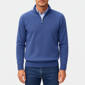 Herre Half Zip Striktrøje – Let Strik Pullover – Smart Casual Top – Slim Fit