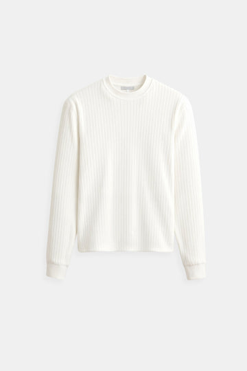 Herre Ribstrikket Sweater – Langærmet Pullover – Klassisk Slim Fit Strik – Letvægts Casual Top