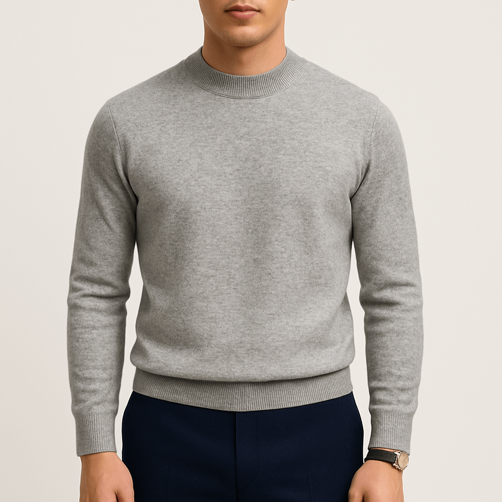 Herre Striktrøje – Slim Fit – Klassisk Rund Hals – Let Pullover