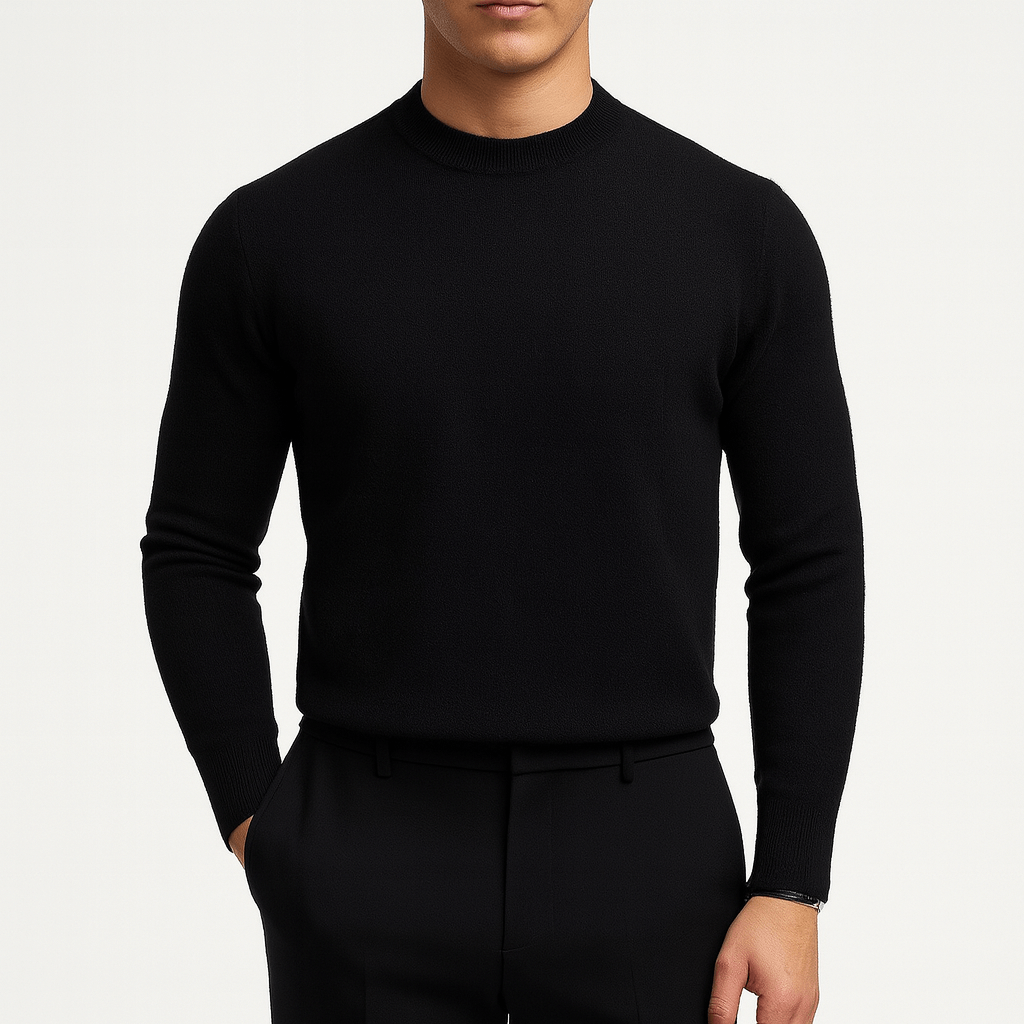 Herre Striktrøje – Slim Fit – Klassisk Rund Hals – Let Pullover
