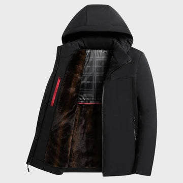Herre Vinterjakke - Varm Jakke med Pelsfor - Hætte & Lynlåslommer - Vindafvisende & Komfortabel