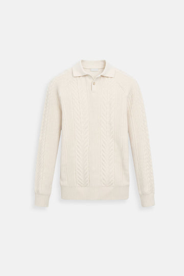 Herre Strikpolo – Langærmet Pullover – Retro Kabelstrik – Smart Casual Striktrøje