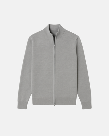 Herre Cardigan med Lynlås – Let Striktrøje – Klassisk & Komfortabel – Slim Fit