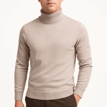 Herre Rullekrave Striktrøje – Klassisk Strik Pullover – Varm & Stilfuld