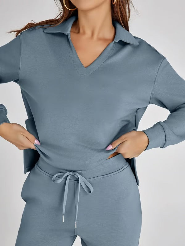 Dame Loungewear Sæt – Afslappet Pasform – Blødt Materiale – Snøre i Taljen – Sæt med To Dele