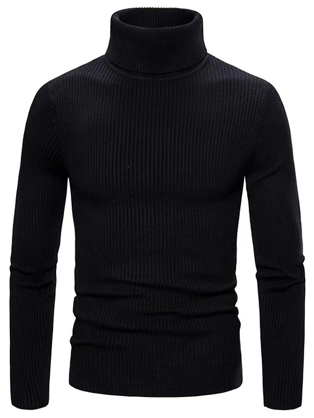 Herre Rullekrave Sweater - Klassisk Striktrøje - Slim Fit - Langærmet & Komfortabel