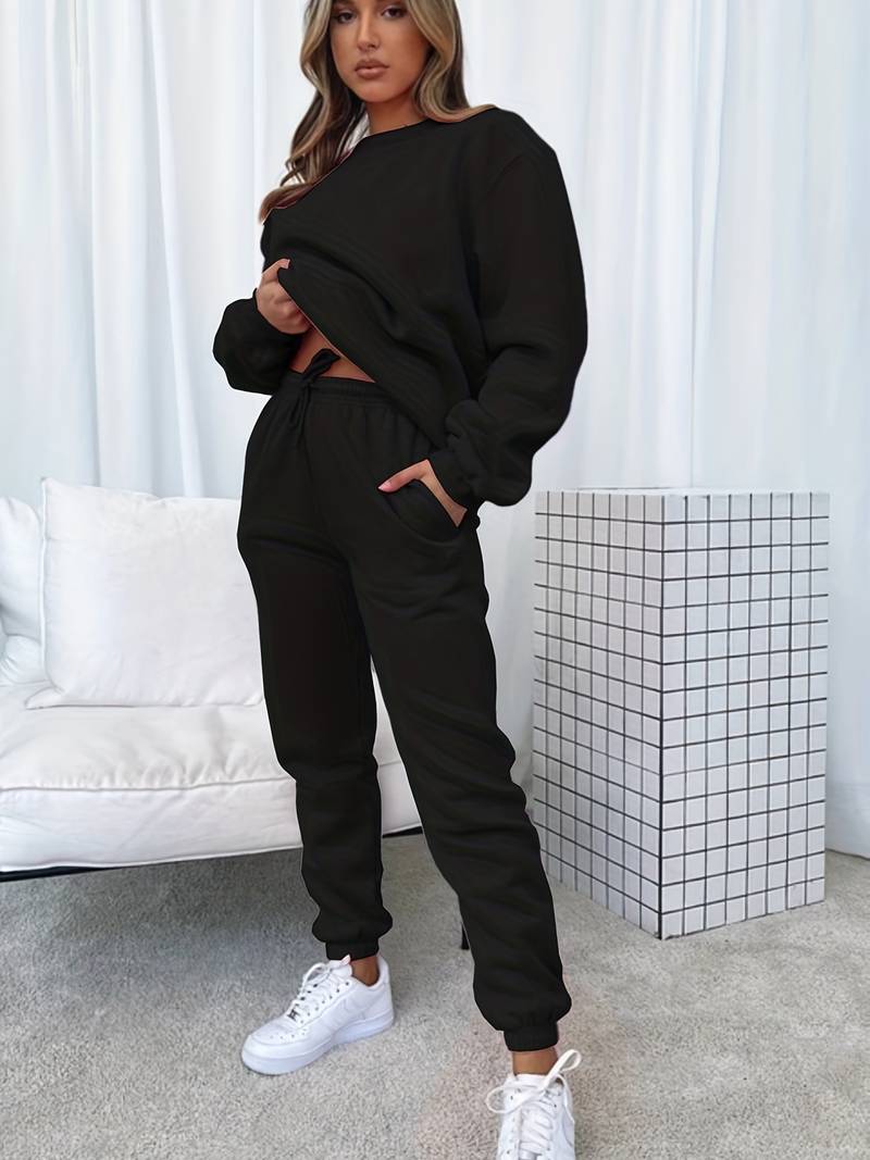Dame Loungewear – Langærmet – Elastisk talje – Afslappet pasform