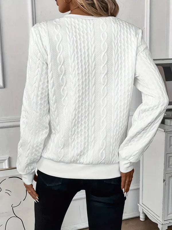 Dame Sweatshirt – Strikket struktur – Lynlås – Lange ærmer