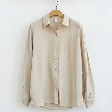 Herreskjorte – Casual Fit – Langærmet – Beige Hørlook – Tidløst Design