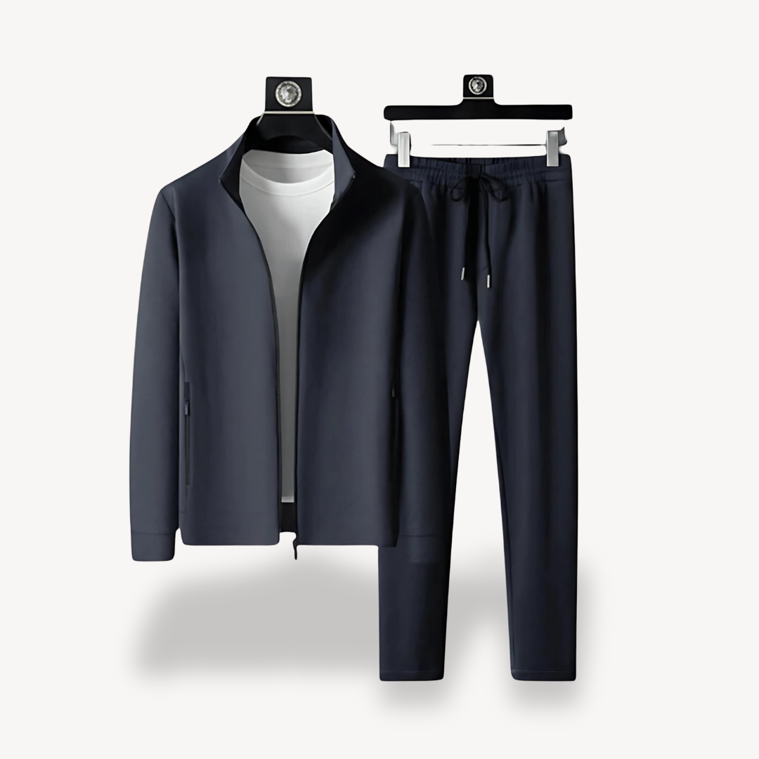 Herre Tracksuit – Lynlåsjakke – Snøre Joggers – Blødt Stof – Moderne Pasform